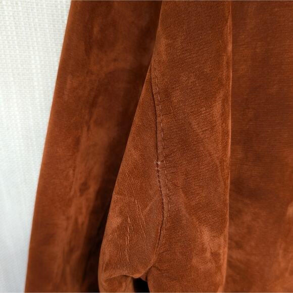 GA Collection Unisex Brown Faux Leather Suede Full Zip Italy Jacket - Picture 11 of 12